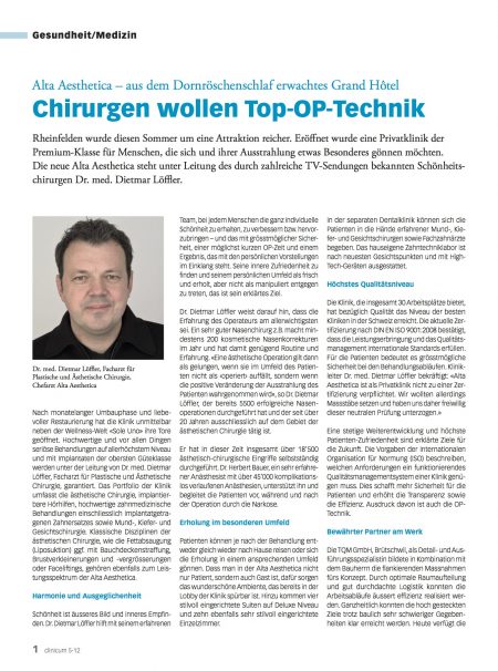 TQM Alta Aesthetica 2012 p1 TQM Chirurgen wollen Top OP-Technik
